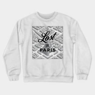 Paris Retro Street Map Art Pencil Drawing Crewneck Sweatshirt